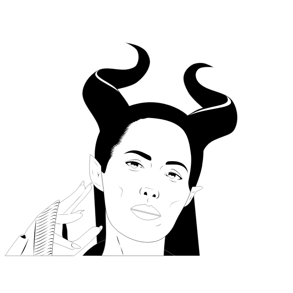 Vector clip art of lady with spiky hair and ears