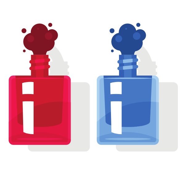 Red and blue nail polish