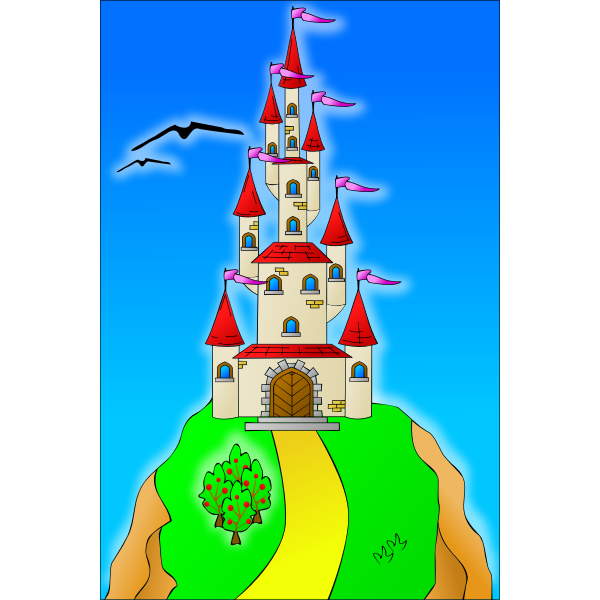 A castle on the top of a hill vector image