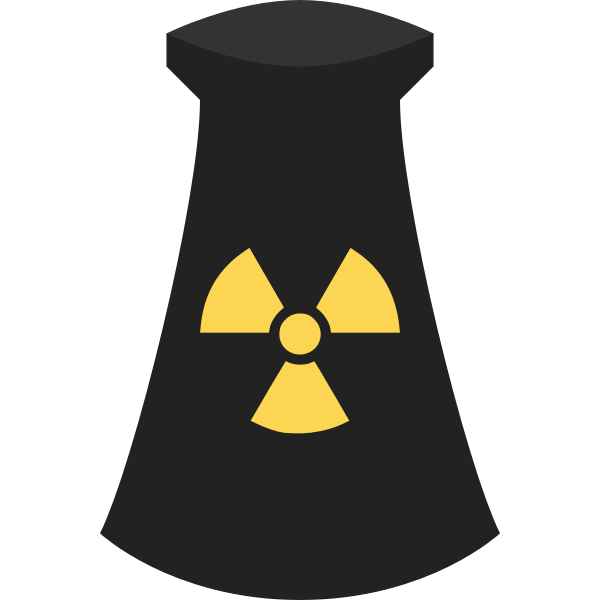 Vector graphics of nuclear power plant black and yellow icon