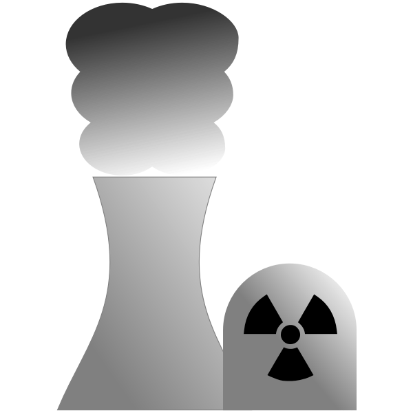 Vector clip art of nuclear power plant grayscale sign