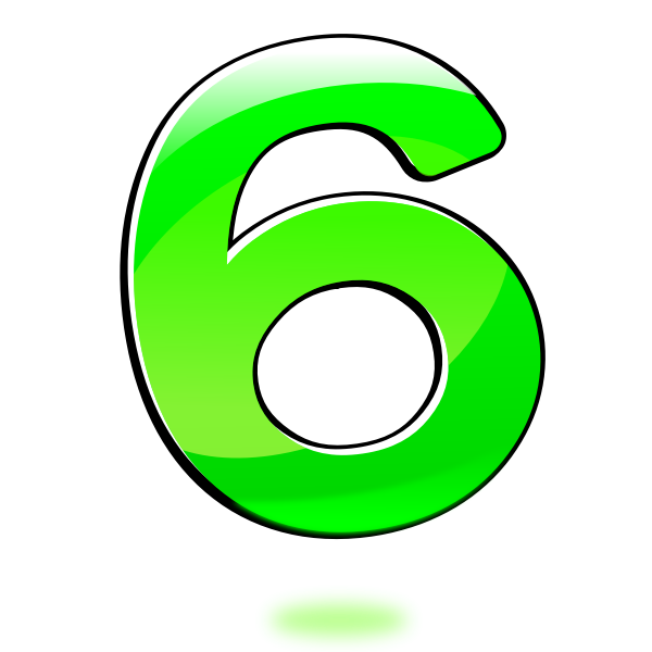 Vector clip art of glossy number six