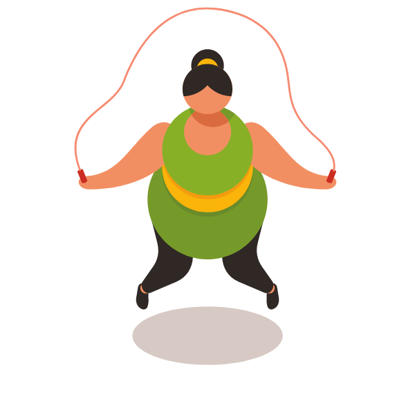 Obese woman jumping rope