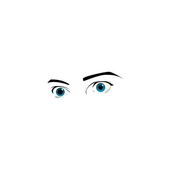 Vector graphics of surprised human eyes look in color