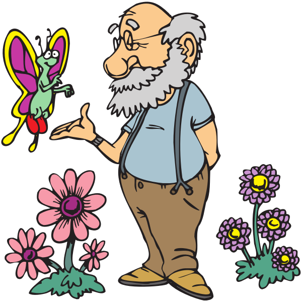 Old man with butterfly | Free SVG