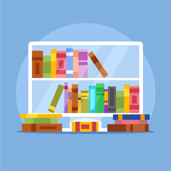 Bookshelf with Colorful Books
