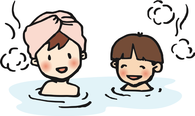 Kids are enjoying a hot bath