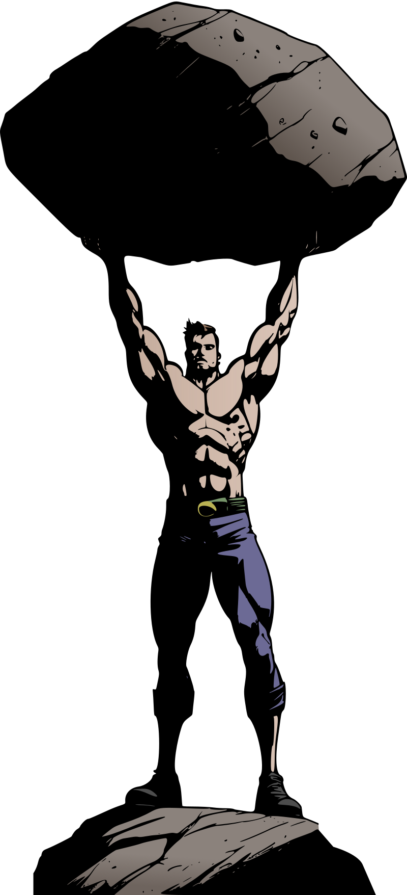 Strong Man Lifting Heavy Boulder