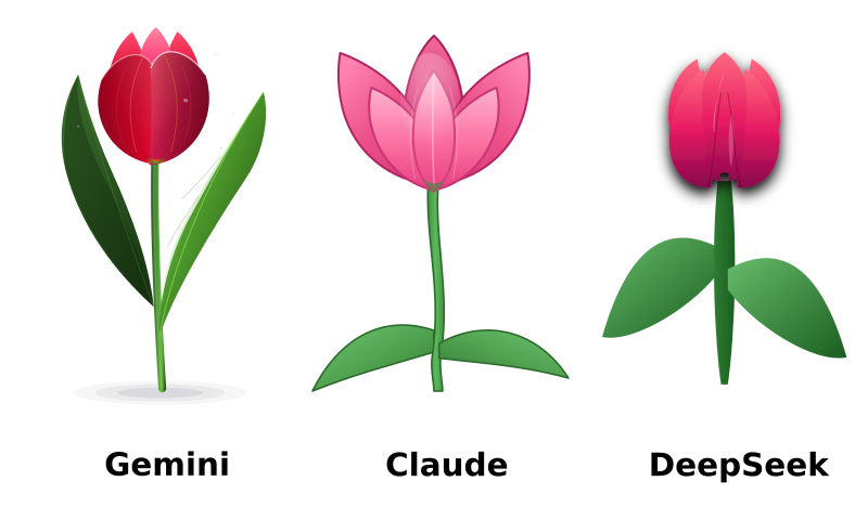Three Flower Illustrations Made with AI