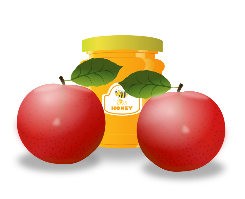 Honey Jar with Two Red Apples