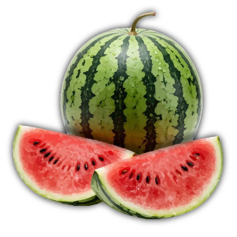 Whole Watermelon and Slices