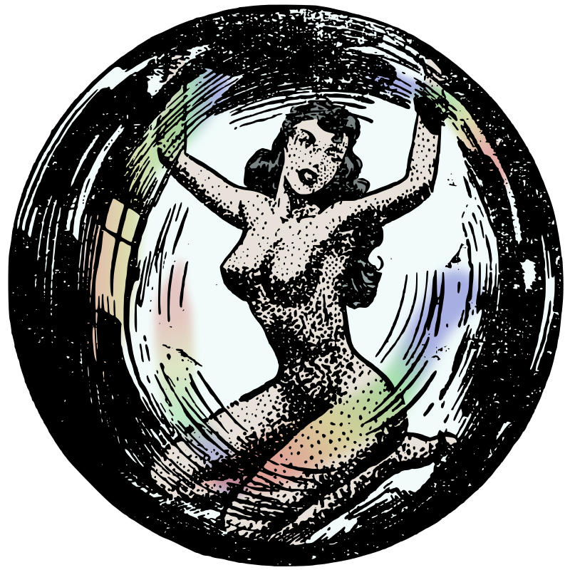 Retro Pinup Woman Inside Crystal Ball