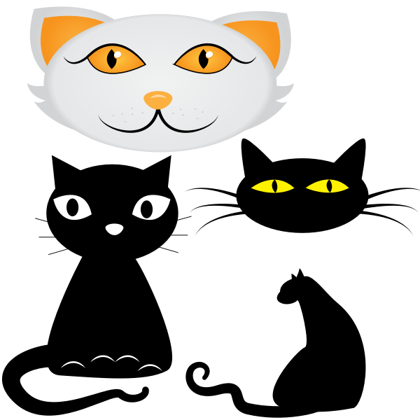 Four cat faces vector clip art