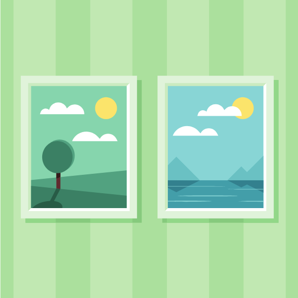 Two paintings on the wall