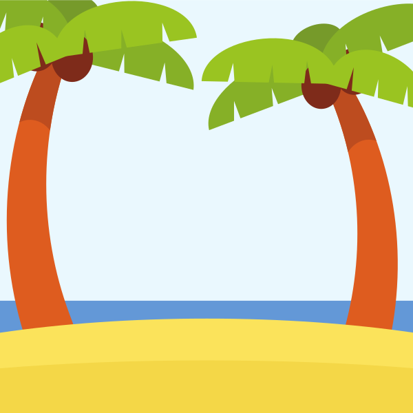 Tropical Beach with Palm Trees