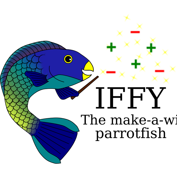 Magic blue gold fish vector drawing