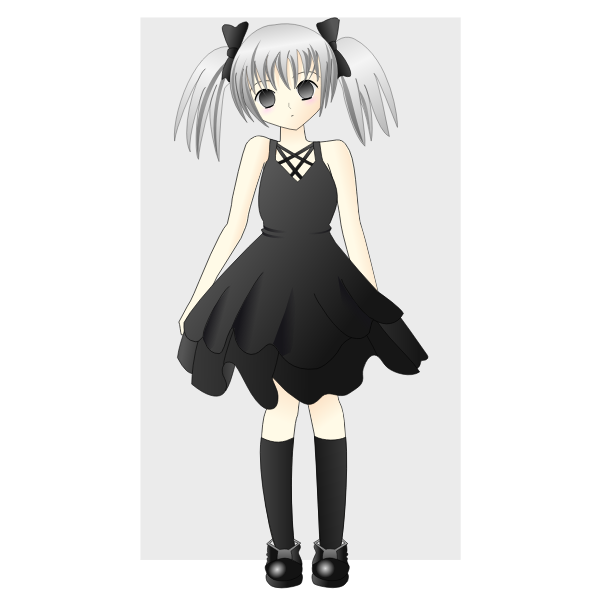 Vector drawing of girl with silver hair