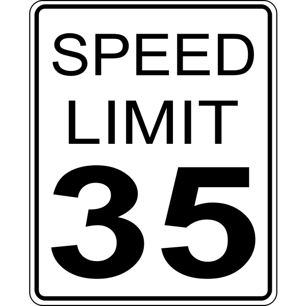 Speed Limit 35 Roadsign Vector Image Free Svg