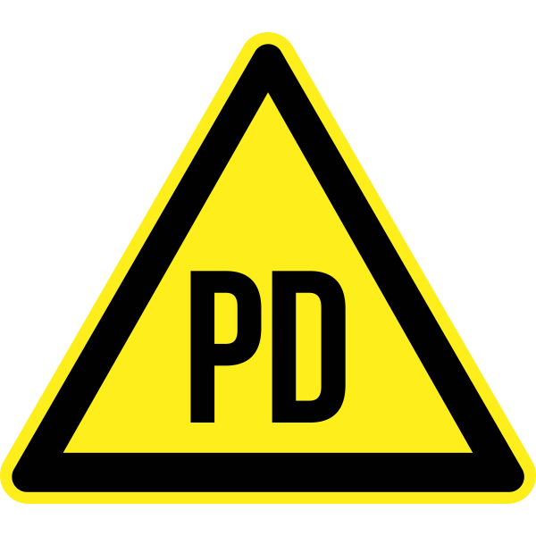 PD yellow warning sign