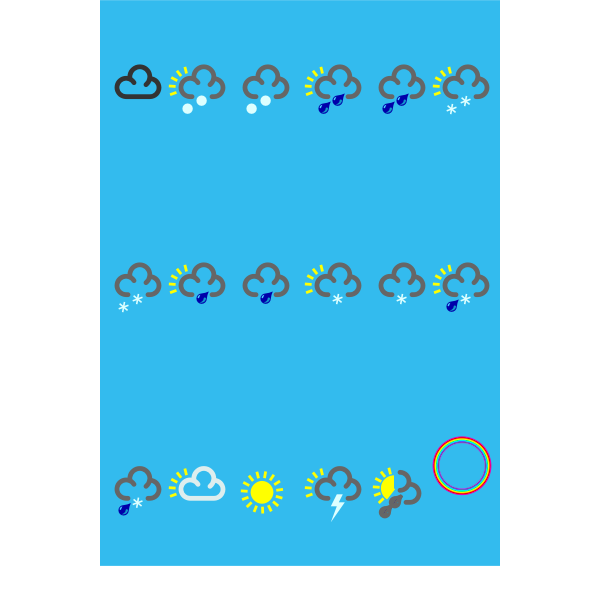 Vector image of weather forecast color symbols