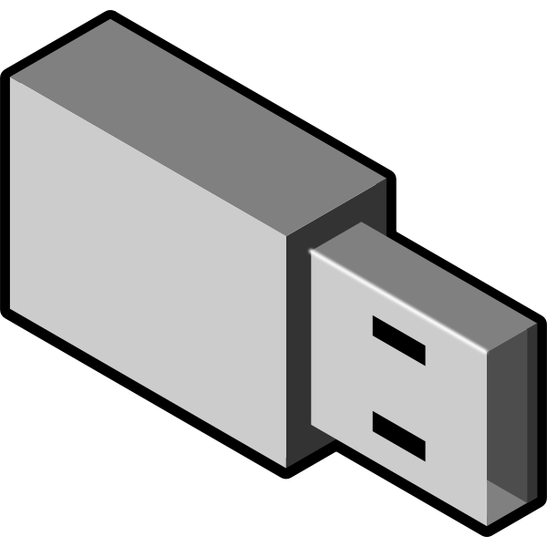 Vector illustration of grayscale small USB memory stick