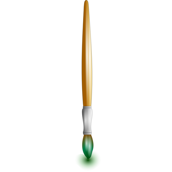 Drawing of green glossy paint brush
