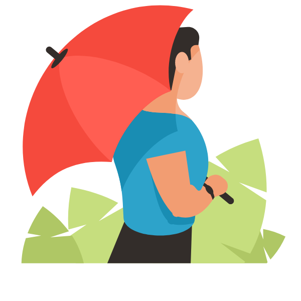 Person with a red umbrella