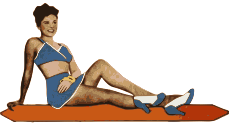 Pin-up girl in a blue skirt