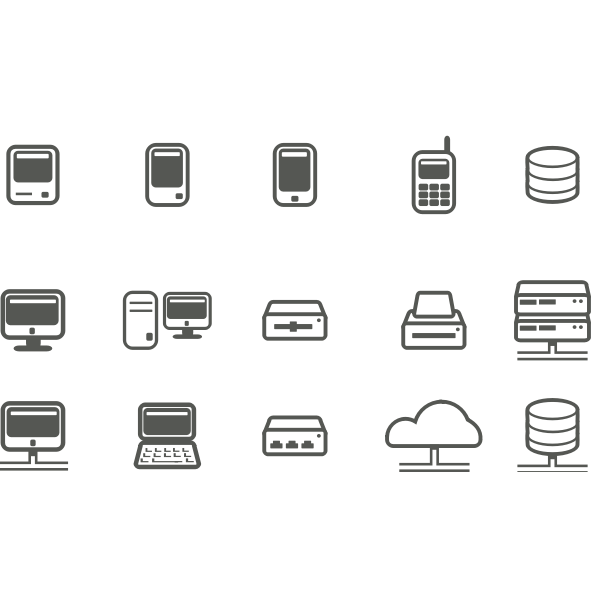 Computer & network icons selection vector image