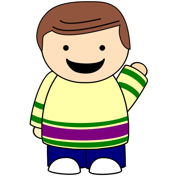 Brown-haired boy waving | Free SVG