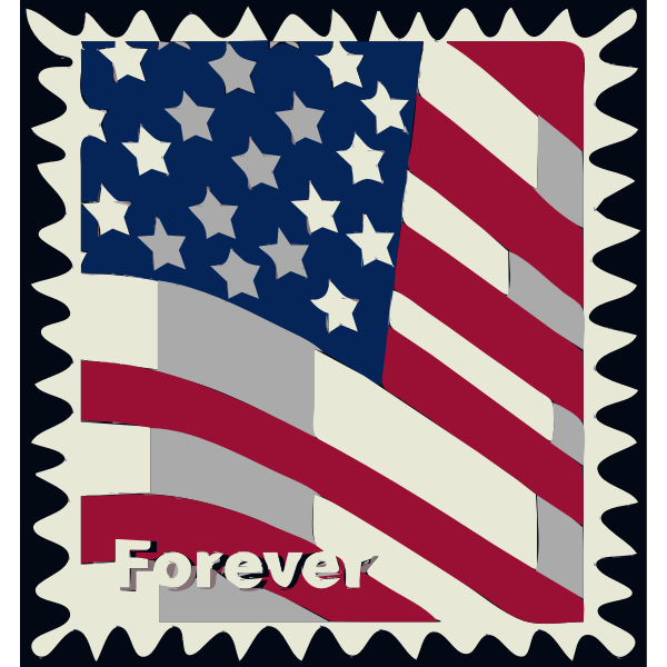 USA flag postal stamp vector illustration