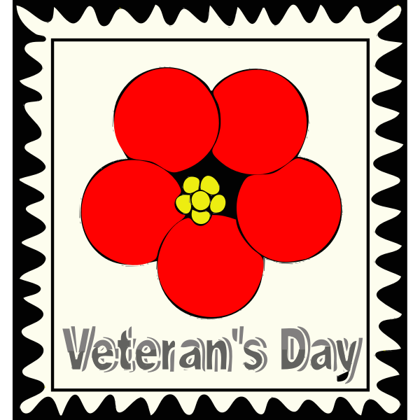 Poppy postage stamp vector drawing