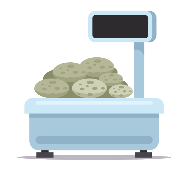 Potatoes on the weighing scale