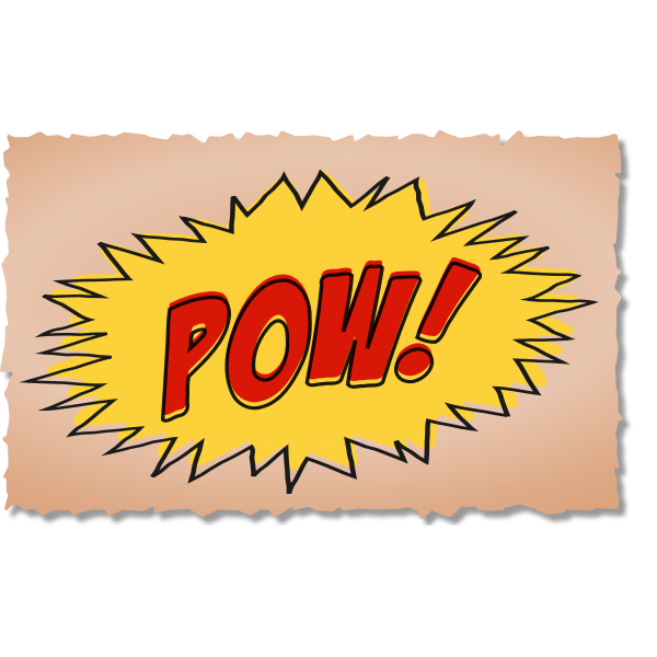 Vintage comic POW sound effect on brown background