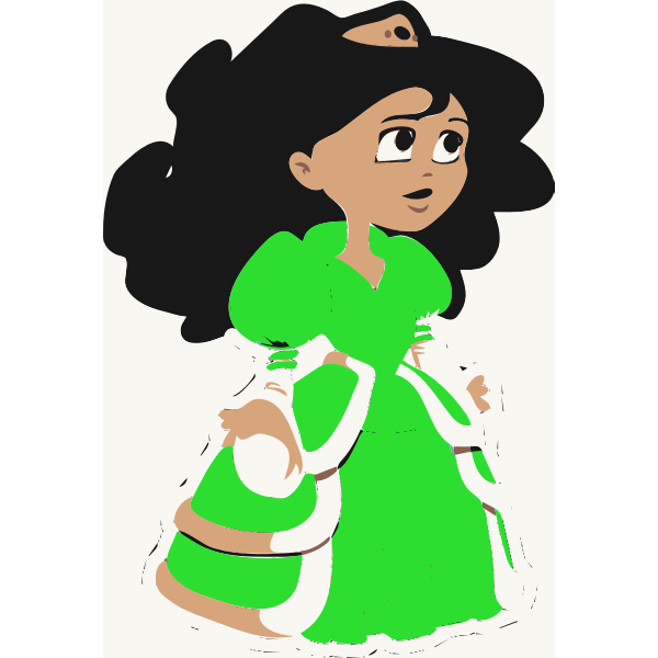 Vector clip art of young princess in green dress