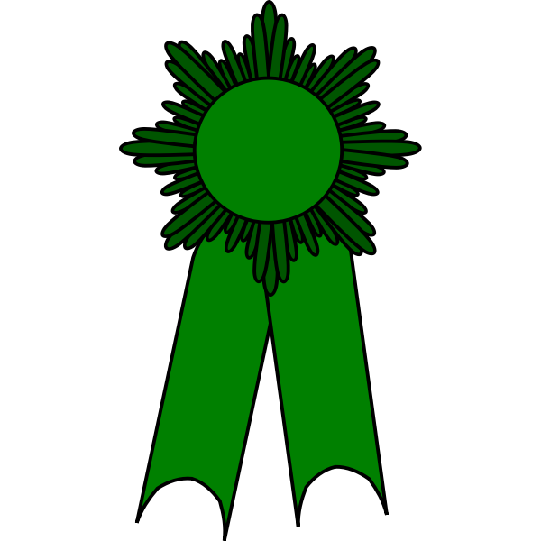 Vector image of medal with a green ribbon