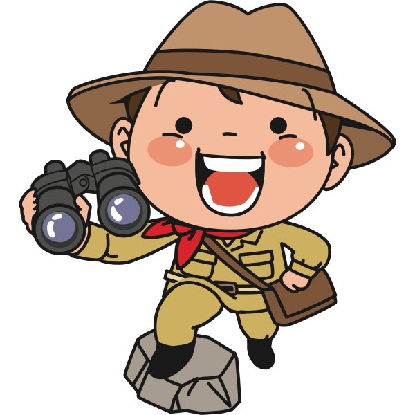 Explorer with binoculars