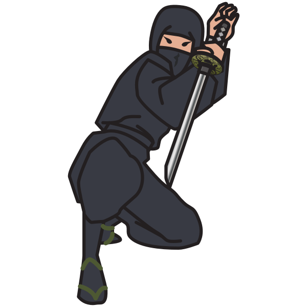 Ninja with a sword, attacking