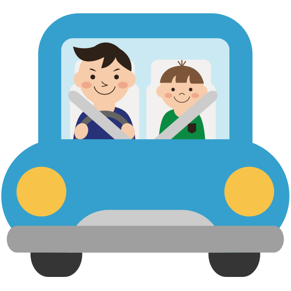 Dad and kid in a car | Free SVG