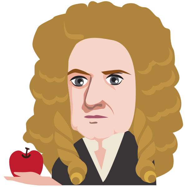 Sir Isaac Newton holding an apple | Free SVG
