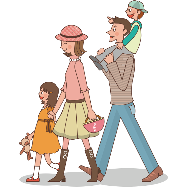 Family taking a walk | Free SVG