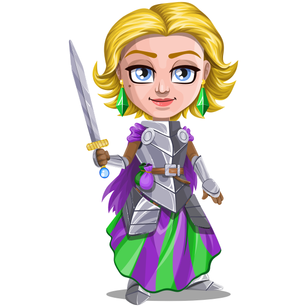 Woman knight warrior in armor, holding a sword - 2 - blonde