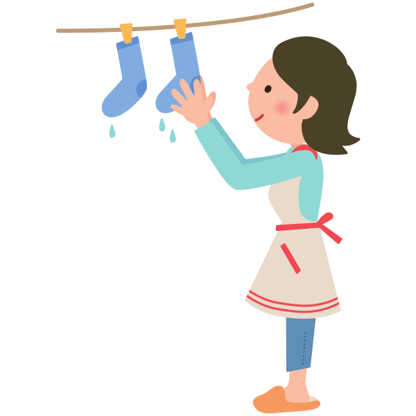 Woman hanging out laundry on the clothesline