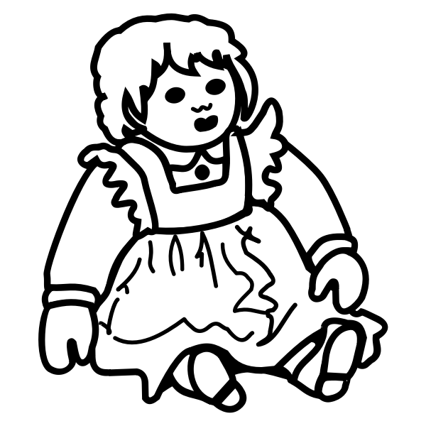 Posh doll outline vector illustration