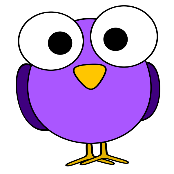 Purple big eyed bird drawing