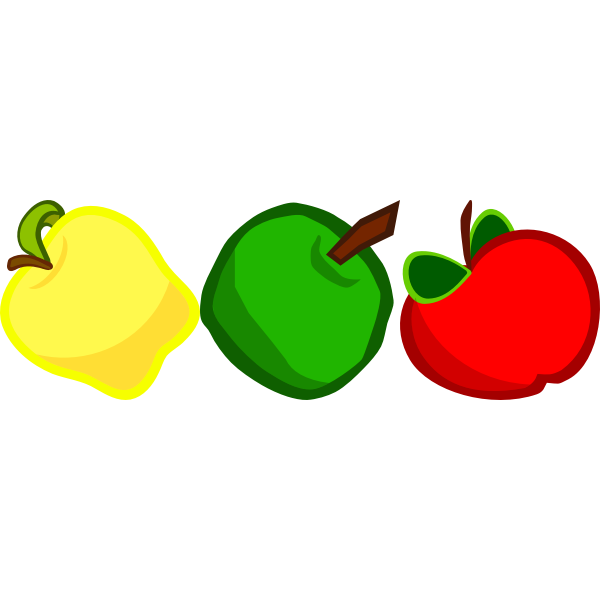 A yellow, green and red apple vector image