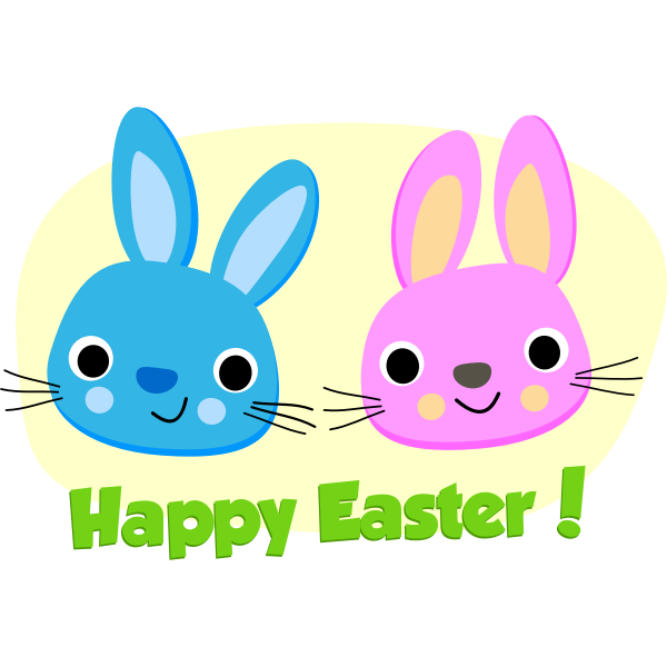 Happy Easter rabbits vector image | Free SVG
