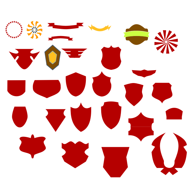 Vector graphics of random collection of non-specific emblems and logos