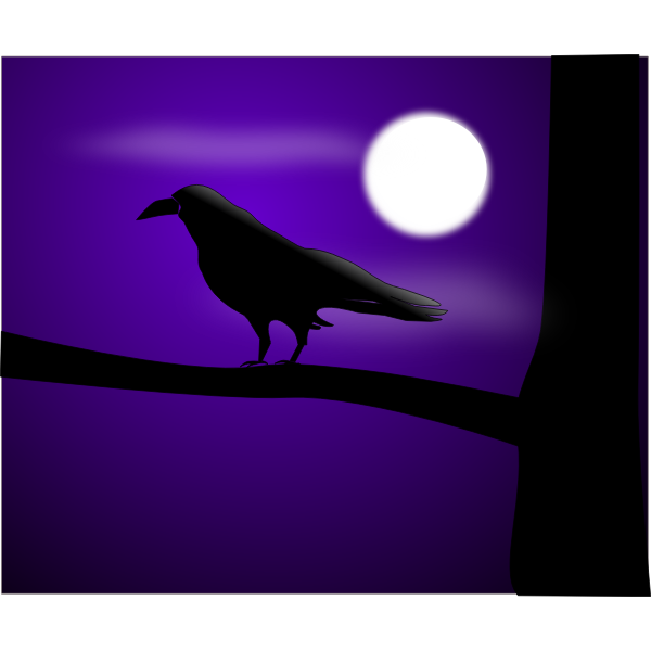 Raven at full moon vector illustration