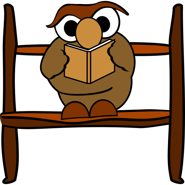 Owl reading a book